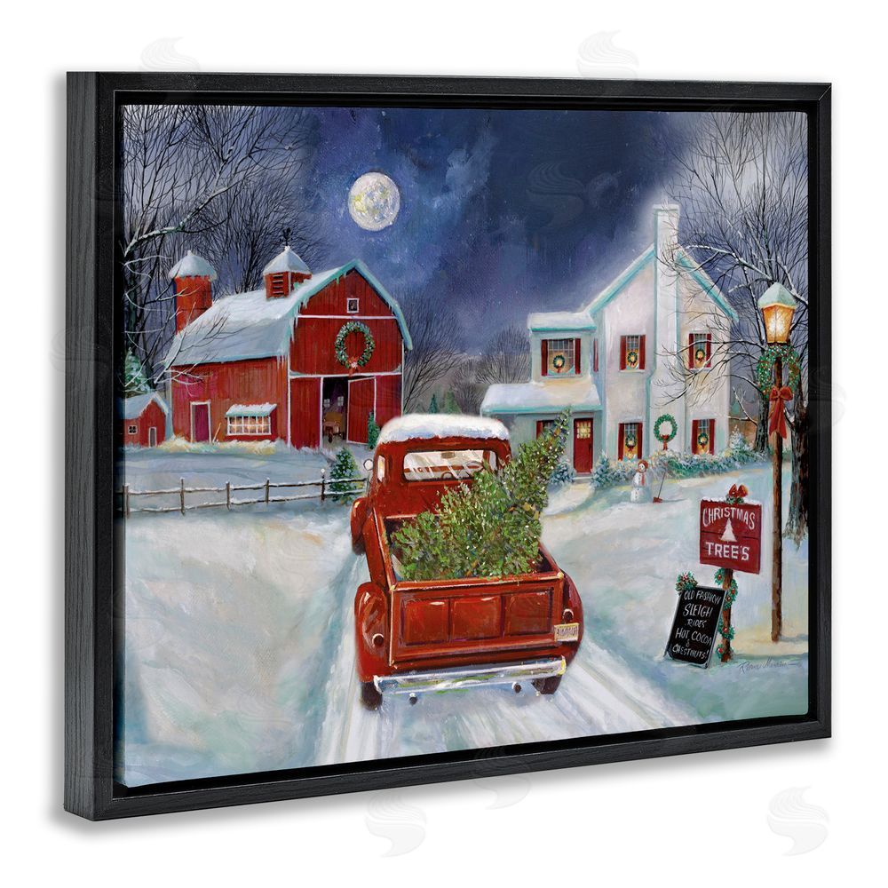Ruane Manning Entering Christmas Tree Farm Black Floating Frame Canvas Wall Art Print