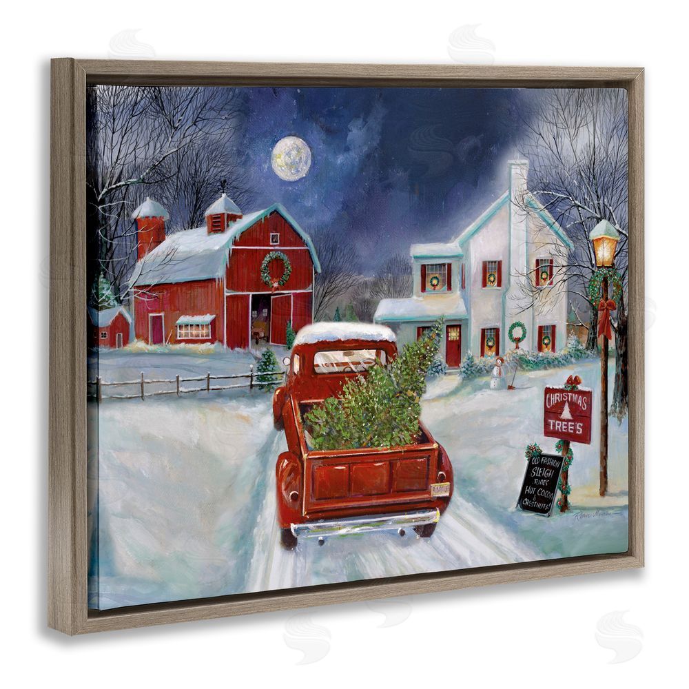 Ruane Manning Entering Christmas Tree Farm Brown Floating Frame Canvas Art Print