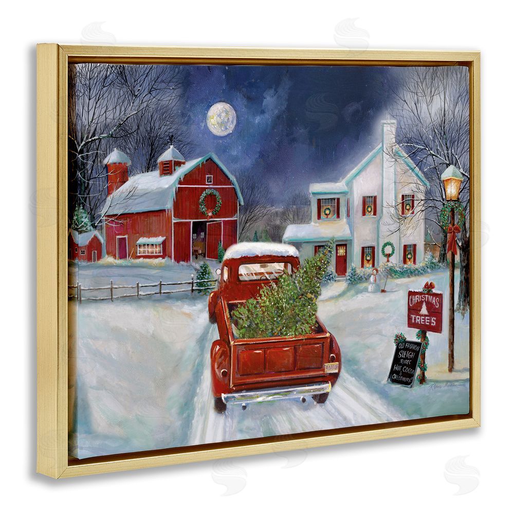 Ruane Manning Entering Christmas Tree Farm Gold Floating Frame Canvas Art Print