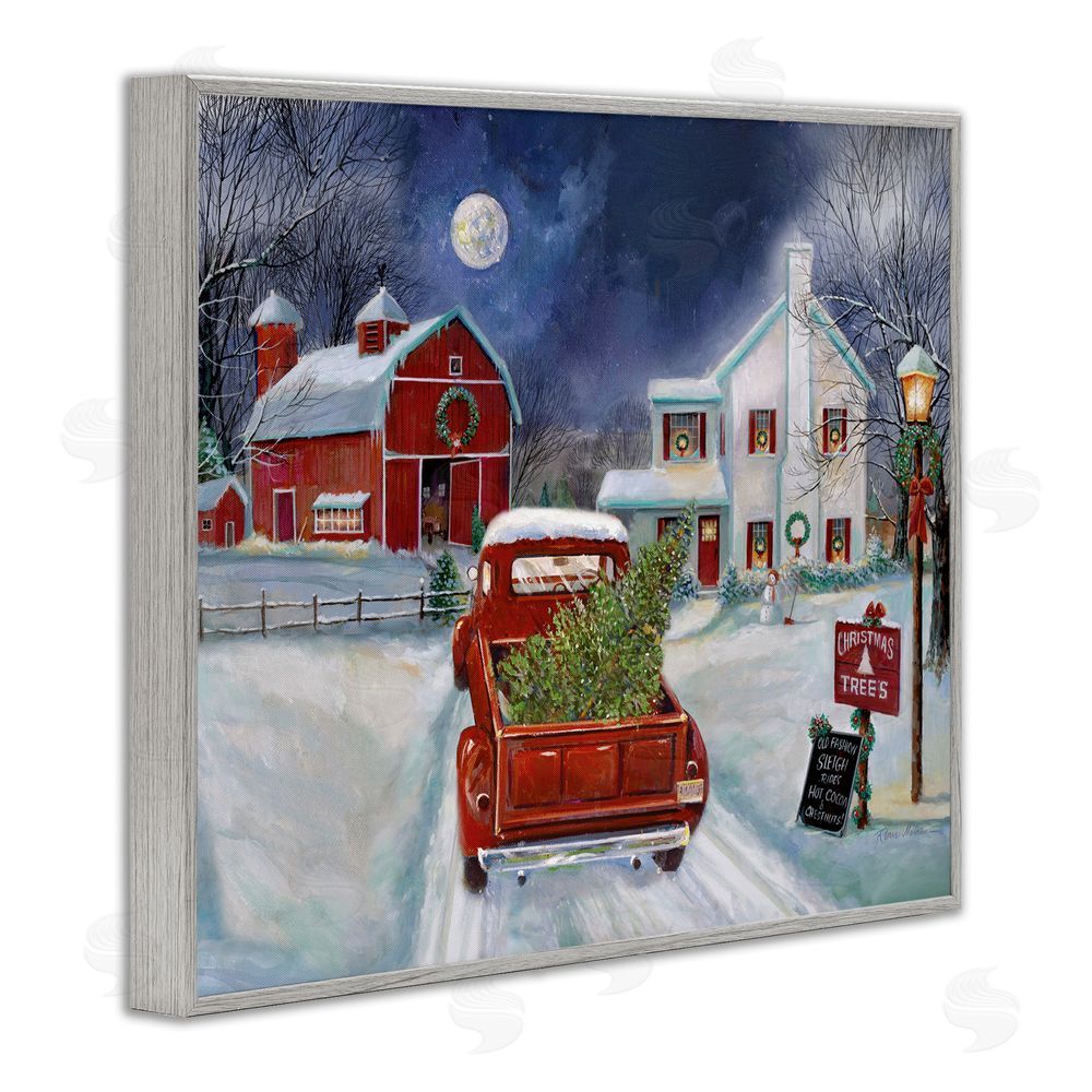 Ruane Manning Entering Christmas Tree Farm Gray Framed Giclee Art Print