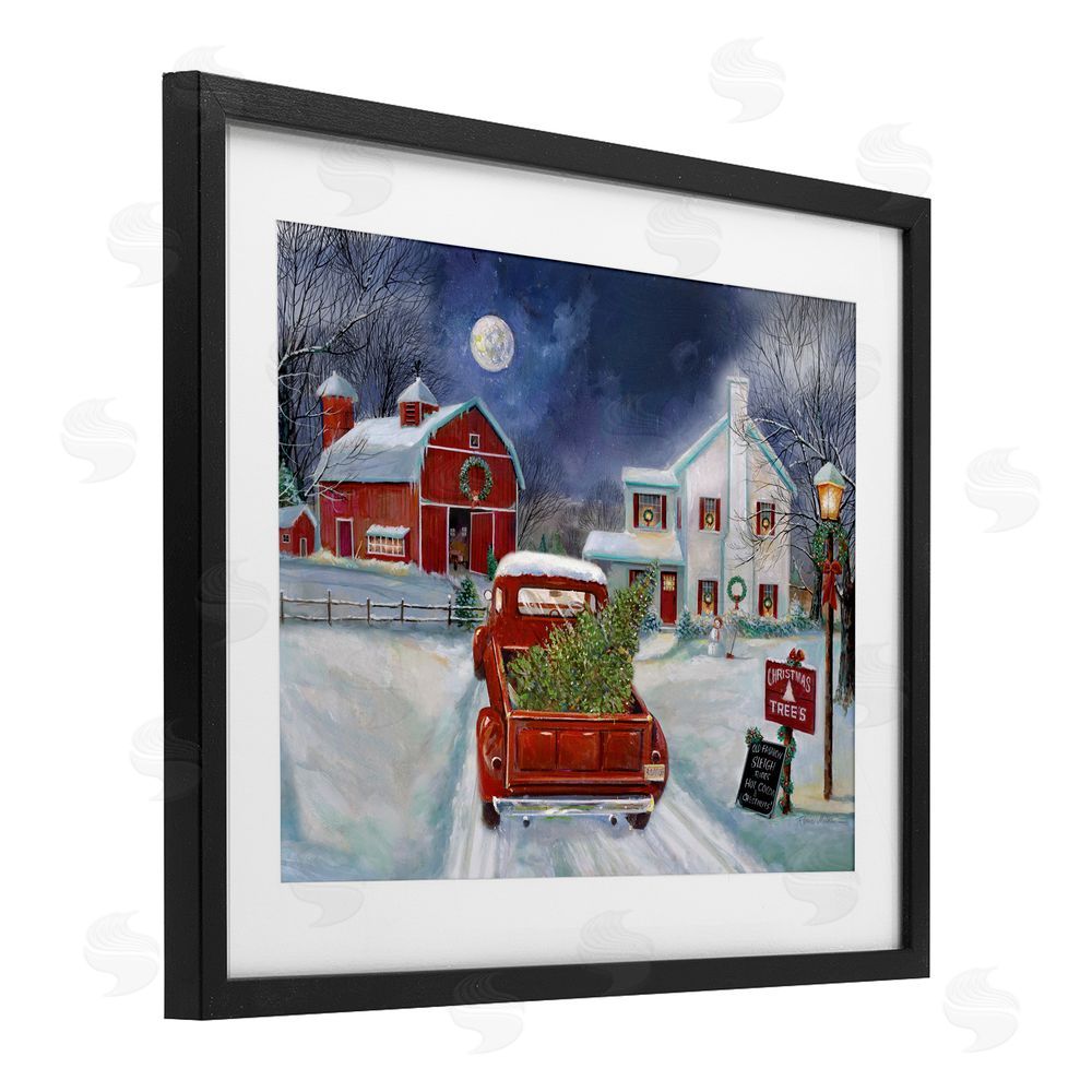 Ruane Manning Entering Christmas Tree Farm Black Framed Print Under Glass Art