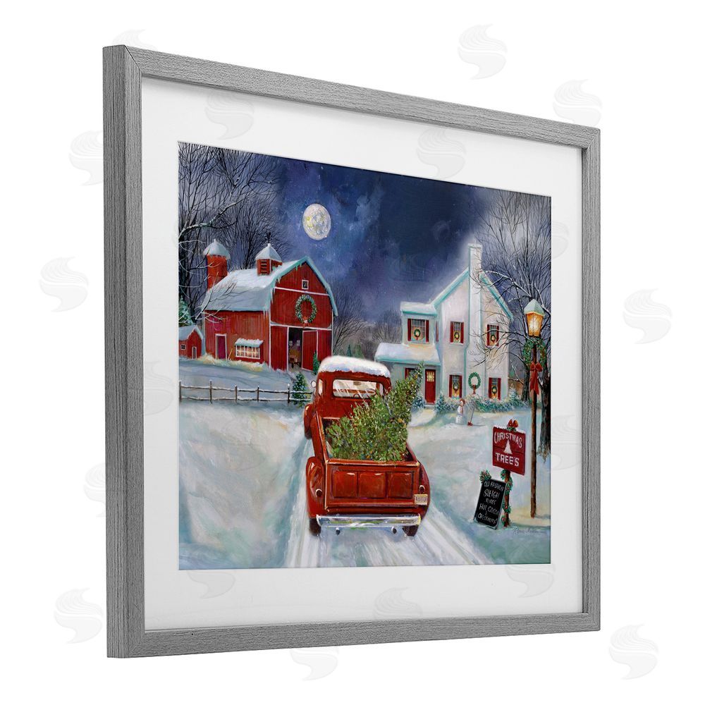 Ruane Manning Entering Christmas Tree Farm Gray Framed Print Under Glass Art