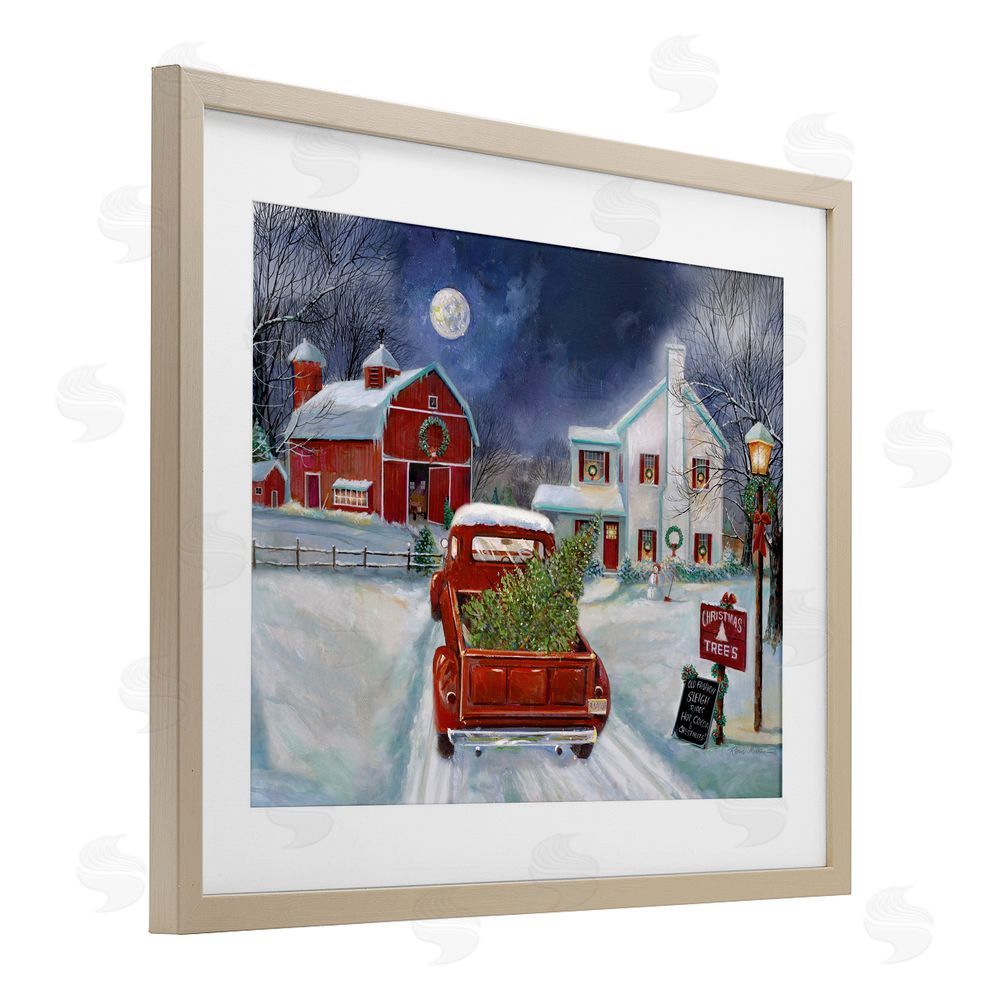 Ruane Manning Entering Christmas Tree Farm Birch Framed Print Under Glass Art
