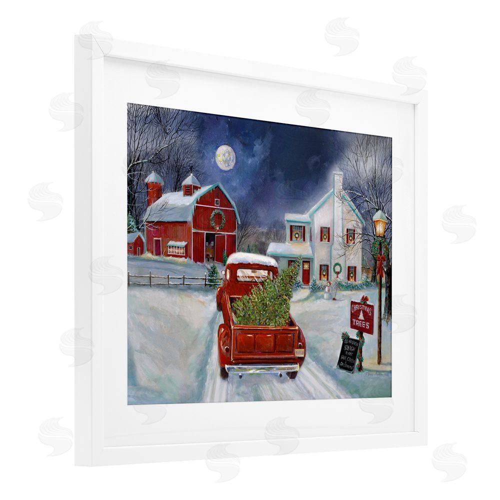 Ruane Manning Entering Christmas Tree Farm White Framed Print Under Glass Art