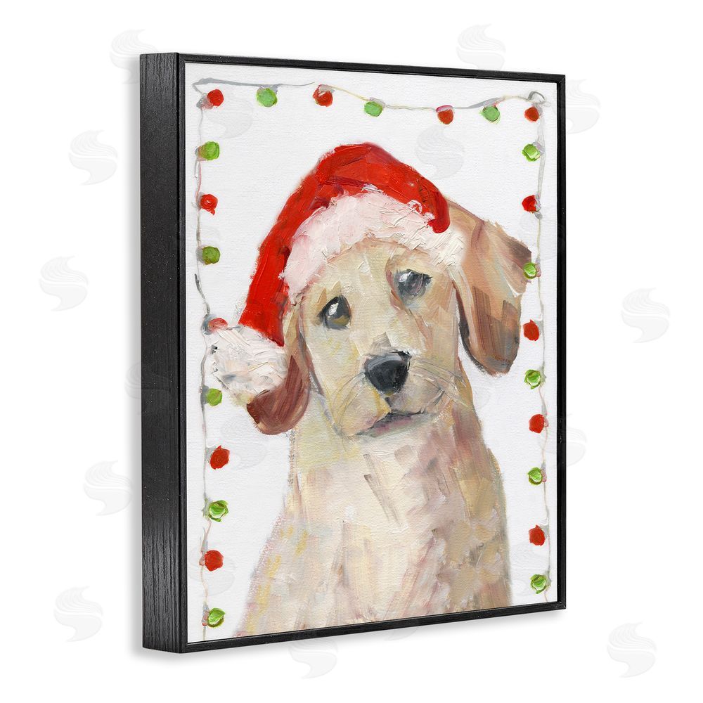 Sally Swatland Santa Paws Pup Black Framed Giclee Wall Art Print