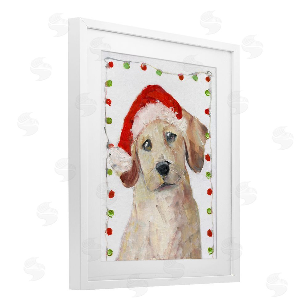 Sally Swatland Santa Paws Pup White Framed Print Under Glass with Mat Wall Art