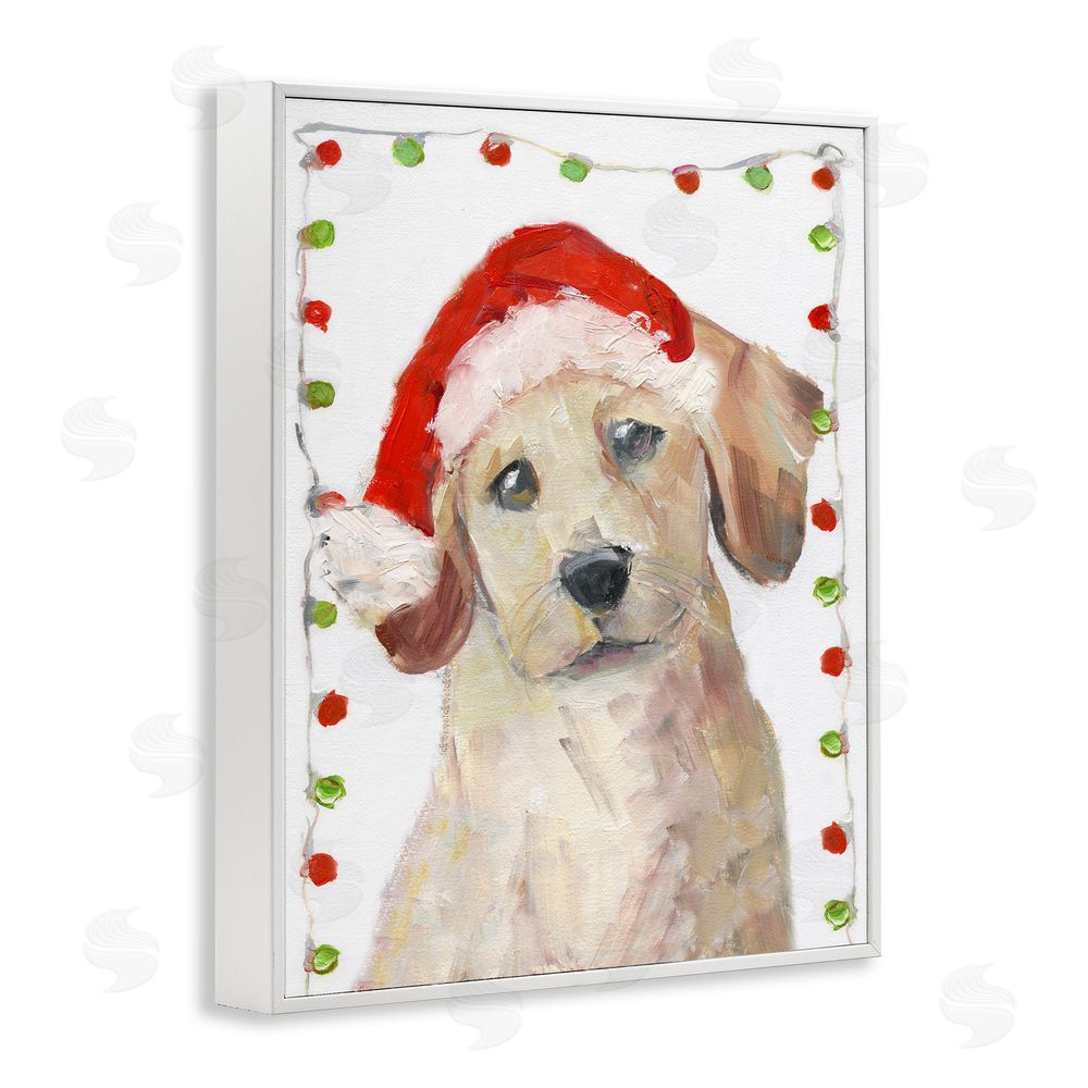 Sally Swatland Santa Paws Pup White Framed Giclee Wall Art Print
