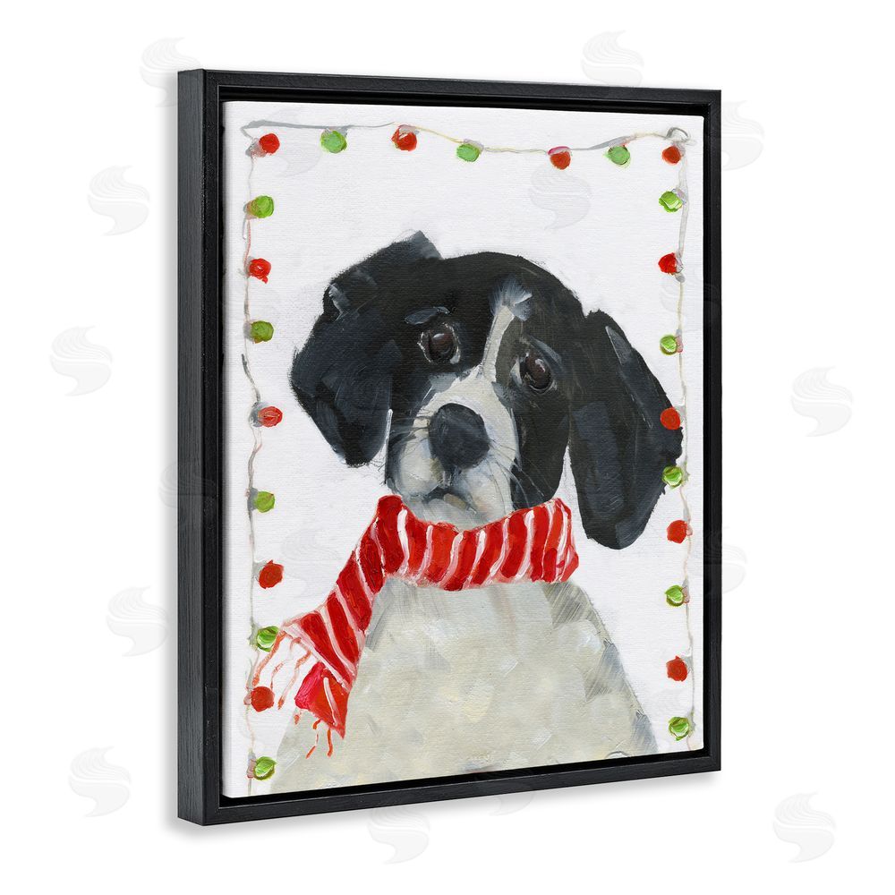 Sally Swatland Santa Paws Dog Black Floating Frame Canvas Wall Art Print