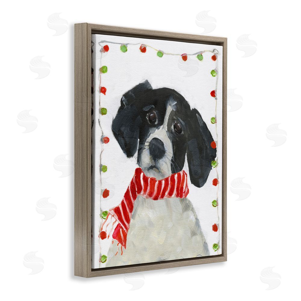 Sally Swatland Santa Paws Dog Brown Floating Frame Canvas Wall Art Print