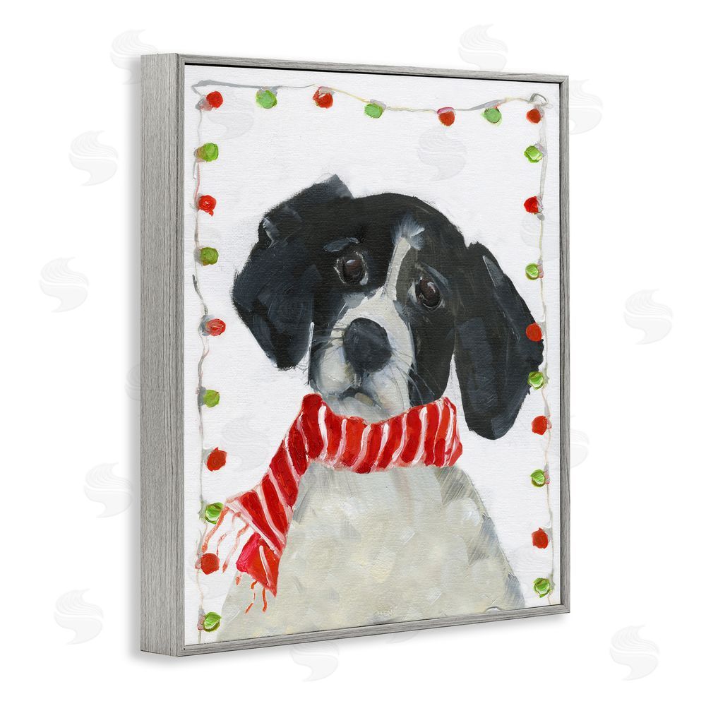 Sally Swatland Santa Paws Dog Gray Framed Giclee Wall Art Print
