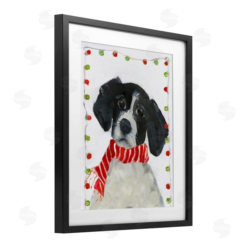 Sally Swatland Santa Paws Dog Black Framed Print Under Glass with White Mat Wall Art