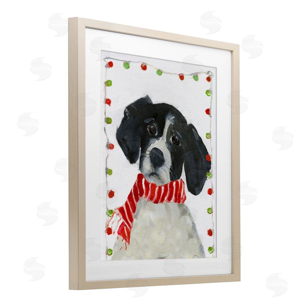 Sally Swatland Santa Paws Dog Birch Framed Print Under Glass with White Mat Wall Art