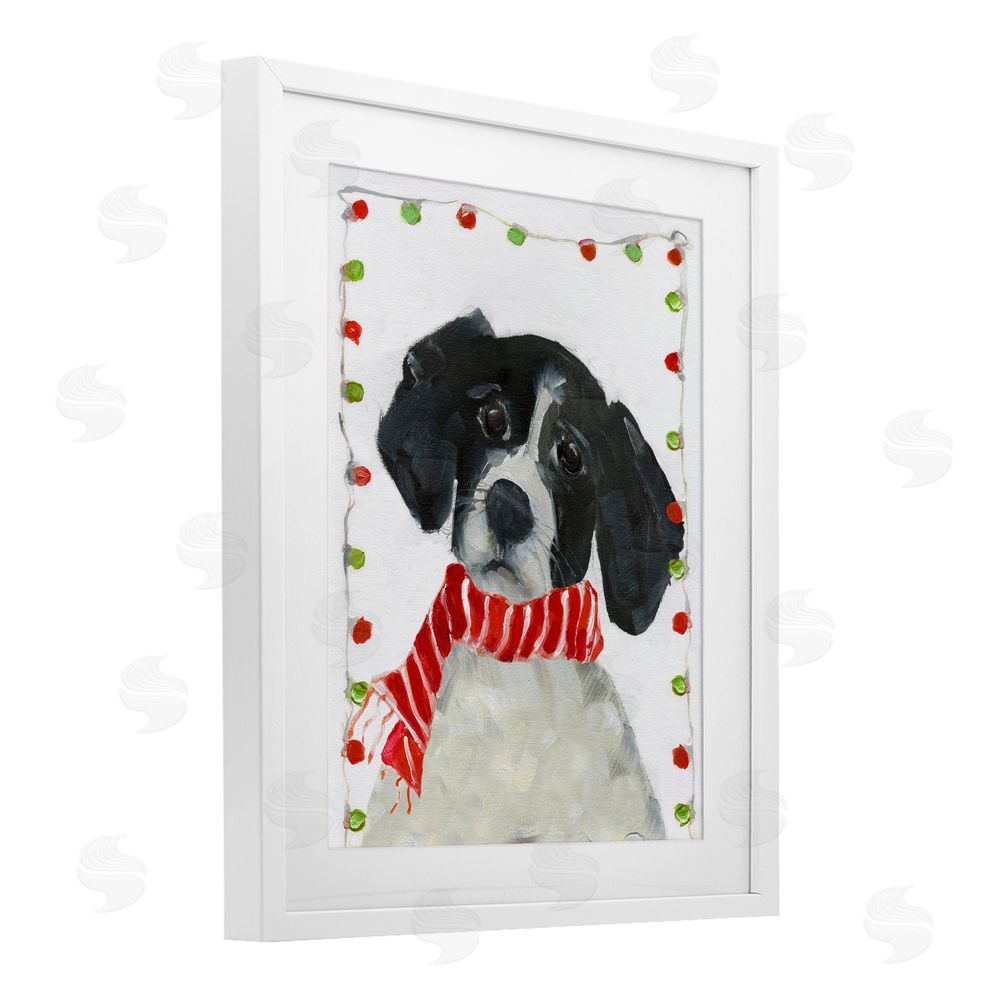 Sally Swatland Santa Paws Dog White Framed Print Under Glass with Mat Wall Art