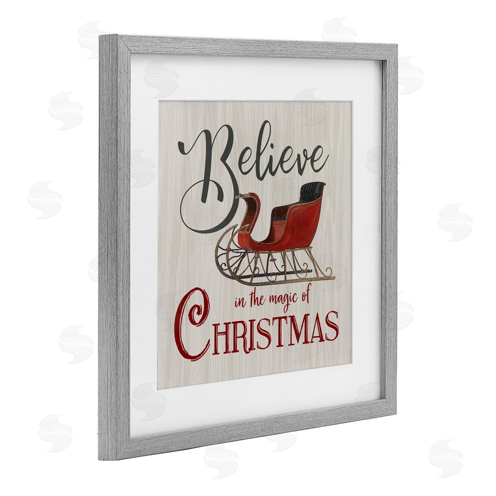 Charity Henderson Believe Magic Of Christmas Gray Framed Print Under Glass Art
