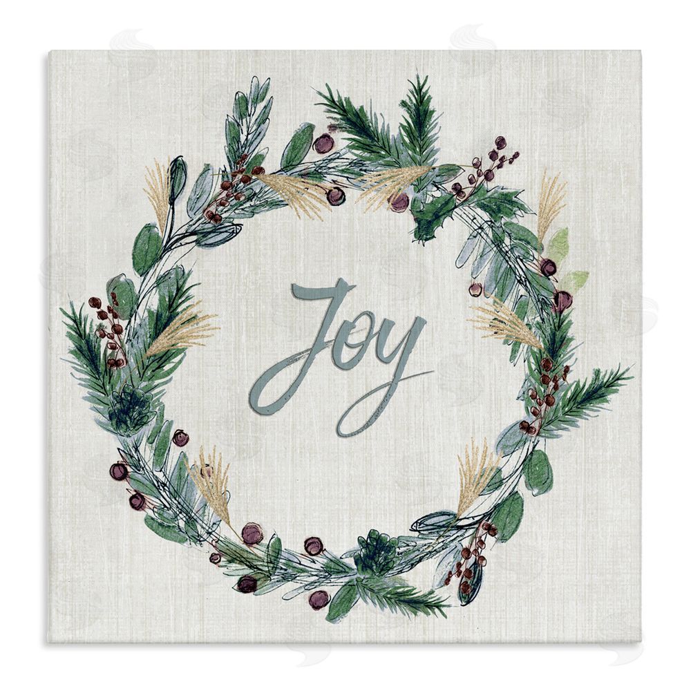 Susan Jill Joy Seasonal Greenery Wreath Canvas Wall Art Print
