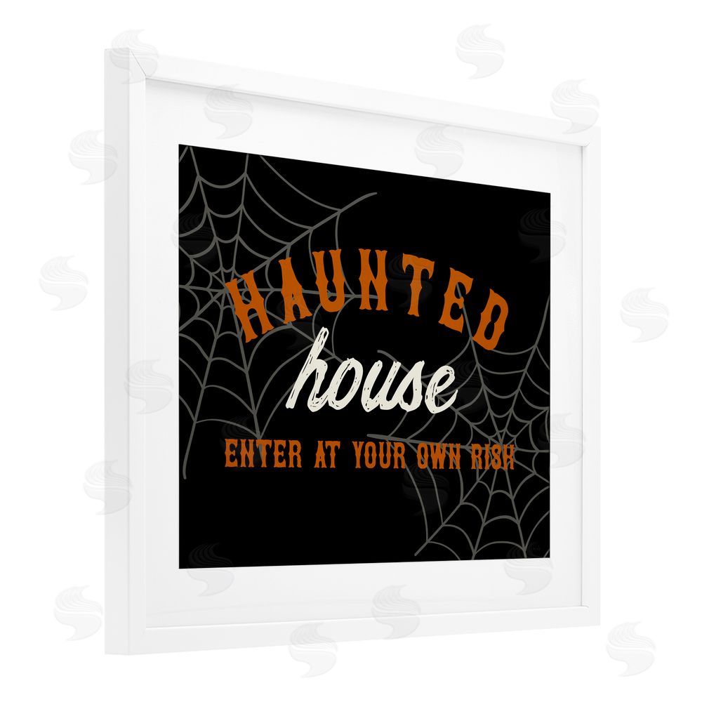 Natalie Carpentieri Enter At Own Risk Haunted House White Framed Print Under Glass Art