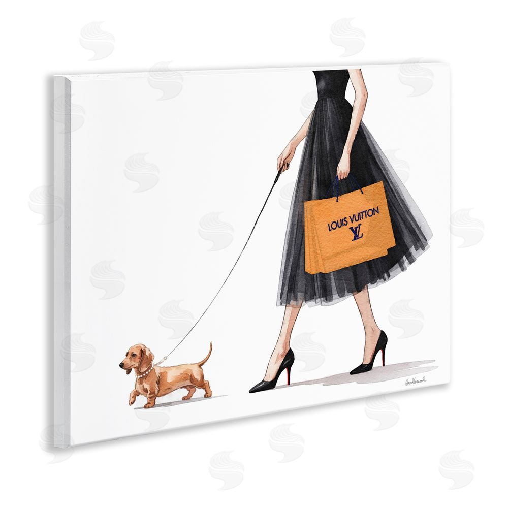 Amanda Greenwood Fashionable Dog Walking Wooden Wall Plaque Art Print