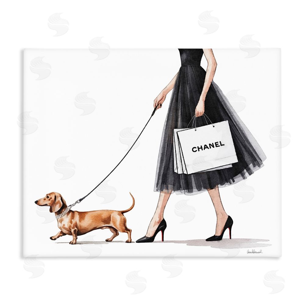 Amanda Greenwood Glam Dog Walking Stretched Canvas Wall Art Print