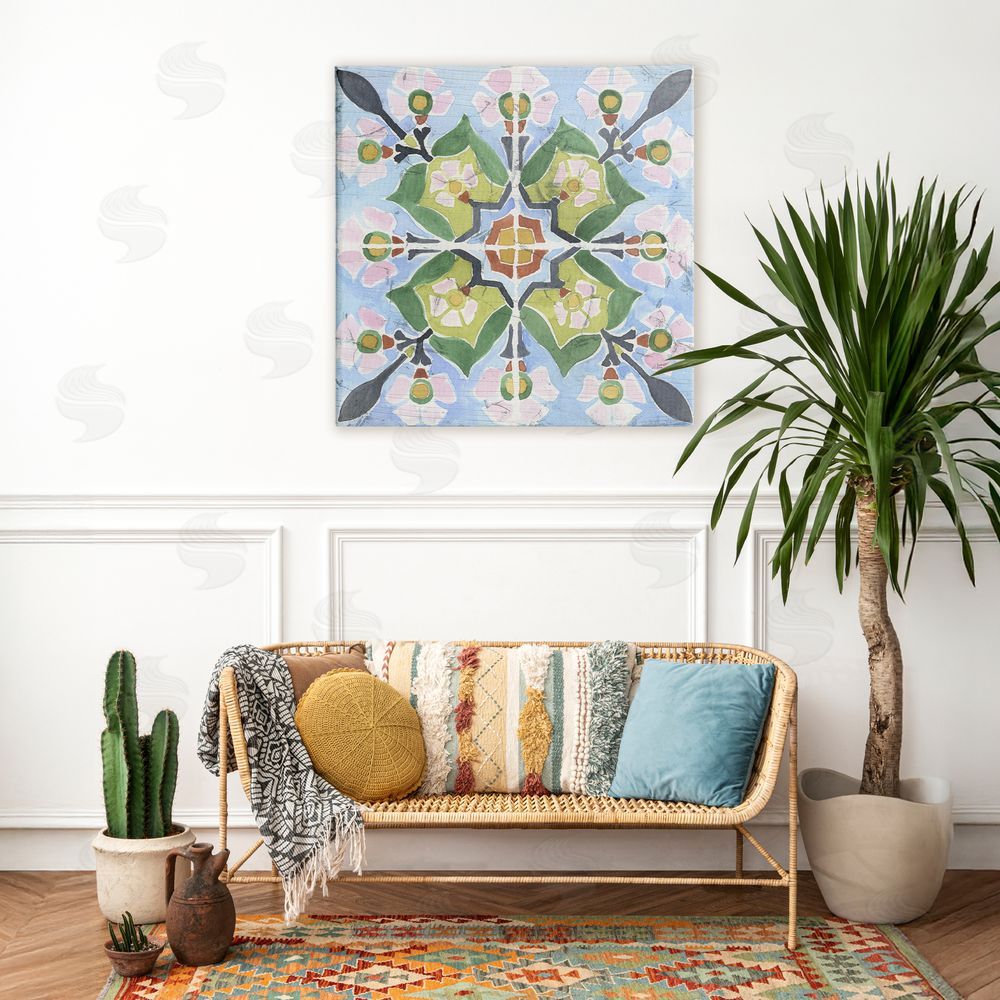 June Erica Vess Balanced Mediterranean Tile Stretched Canvas Wall Art in Room