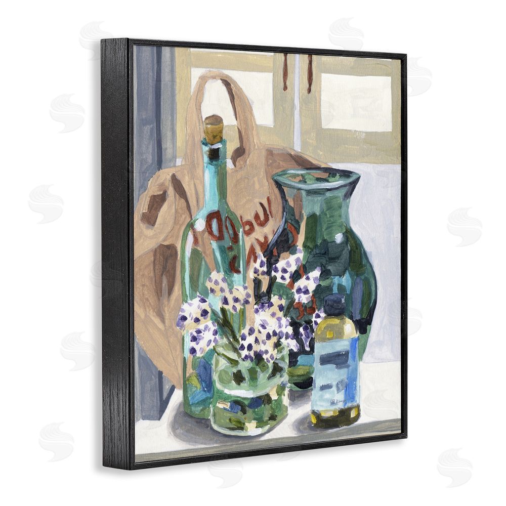 Melissa Wang Bottles & Bag Arrangement Black Framed Giclee Wall Art Print