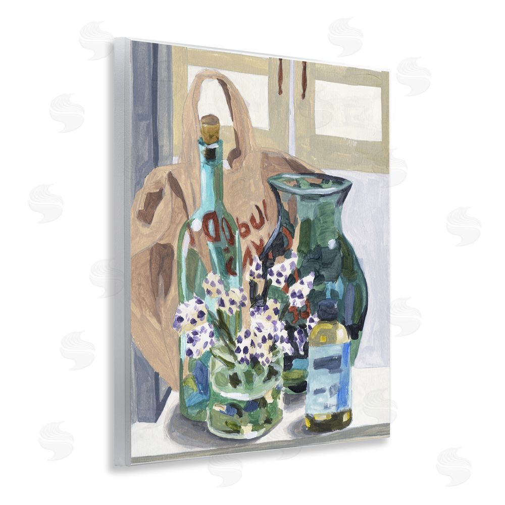 Melissa Wang Bottles & Bag Arrangement Wooden Wall Plaque Art Print