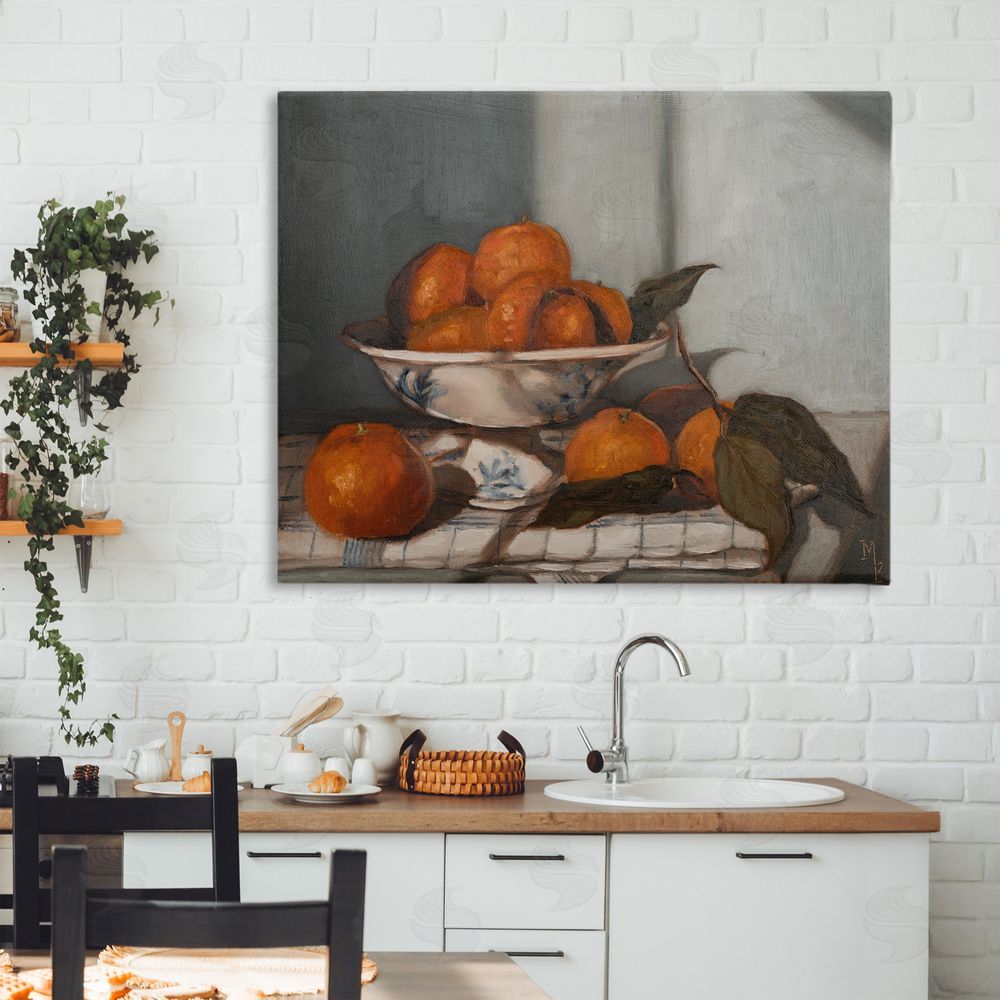 Marian Parsons Bowl of Oranges Table Top Stretched Canvas Wall Art in Room