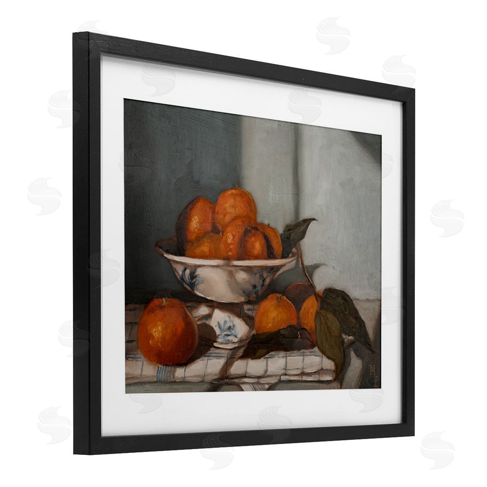 Marian Parsons Bowl of Oranges Table Top Black Framed Print Under Glass Wall Art