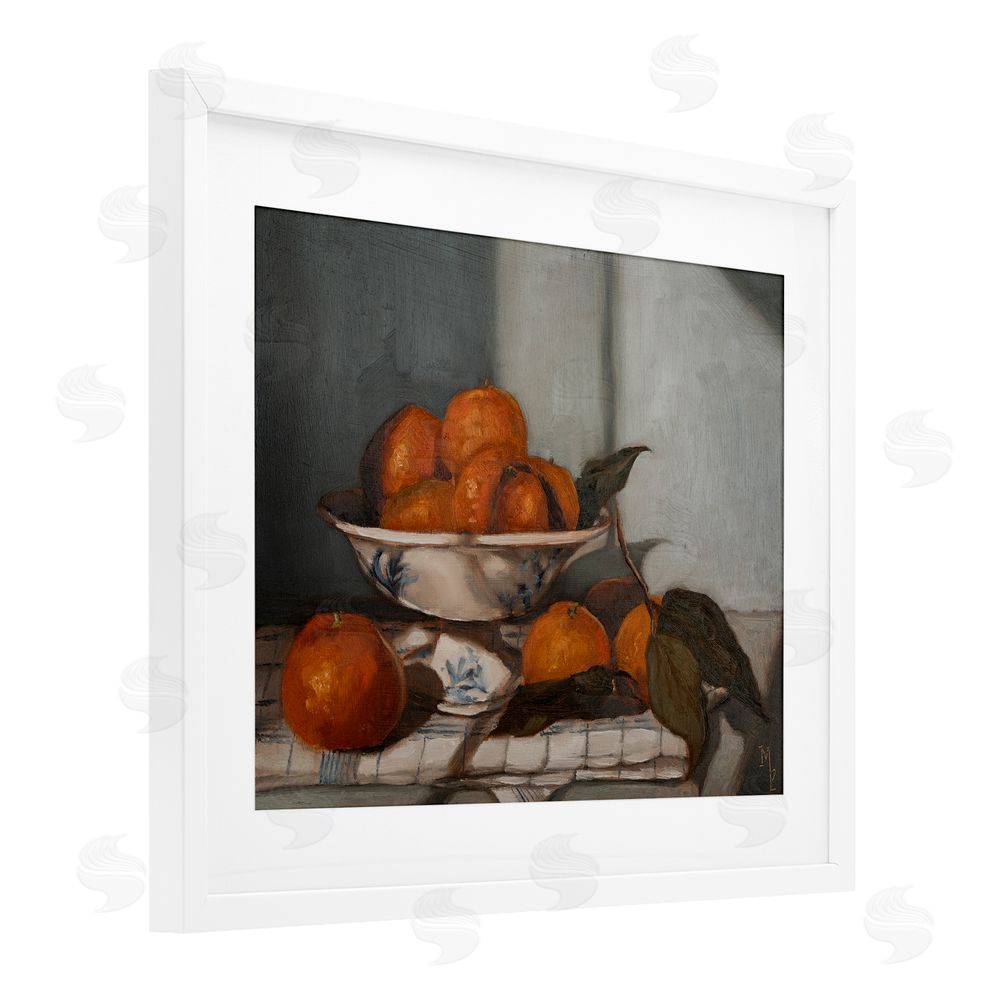 Marian Parsons Bowl of Oranges Table Top White Framed Print Under Glass Wall Art