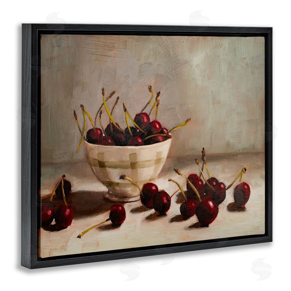 Marian Parsons Bowl of Ripe Cherries Black Floating Frame Canvas Wall Art Print