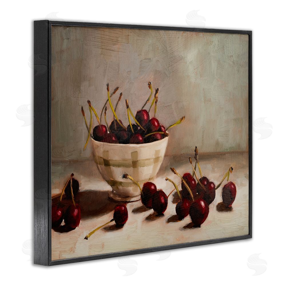 Marian Parsons Bowl of Ripe Cherries Black Framed Giclee Wall Art Print
