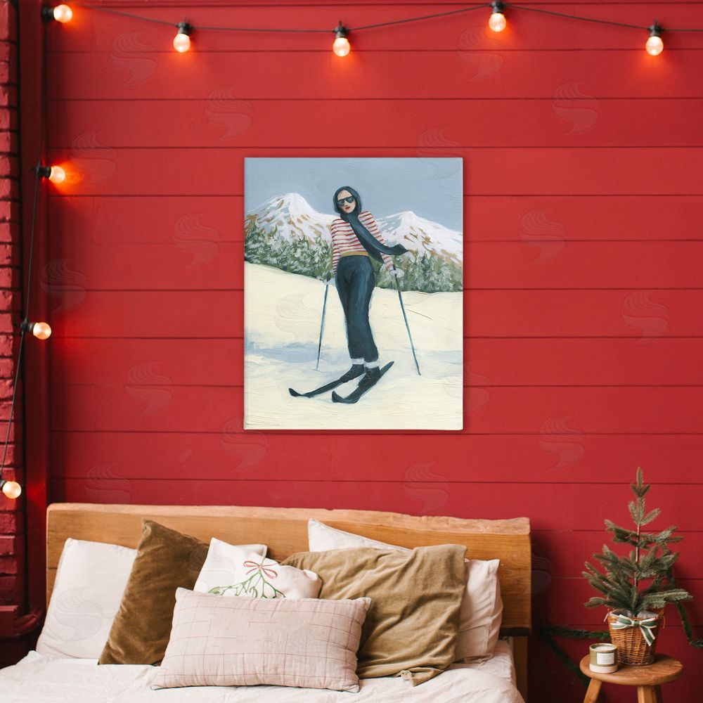 Grace Popp Stylish Skiing Sisters Canvas Art on Wall