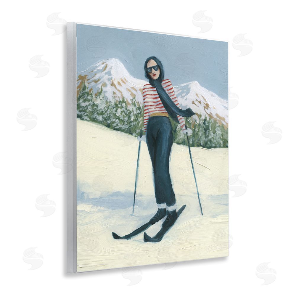 Grace Popp Stylish Skiing Sisters Wall Plaque Art Print