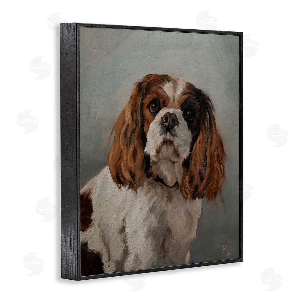 Marian Parsons Cavalier Spaniel Portrait Black Framed Giclee Wall Art Print