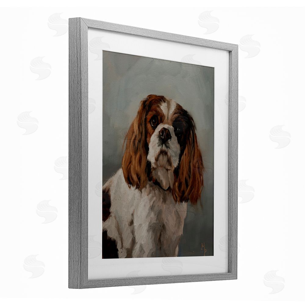 Marian Parsons Cavalier Spaniel Portrait Gray Framed Print Under Glass Wall Art