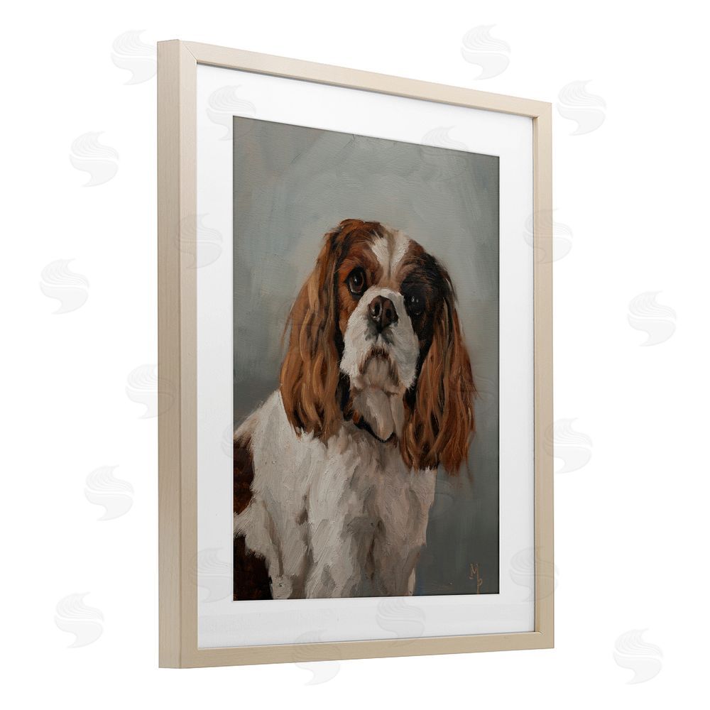 Marian Parsons Cavalier Spaniel Portrait Brown Framed Print Under Glass Wall Art