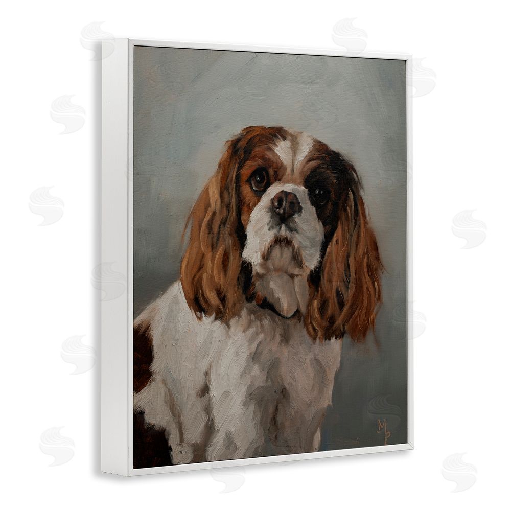 Marian Parsons Cavalier Spaniel Portrait White Framed Giclee Wall Art Print
