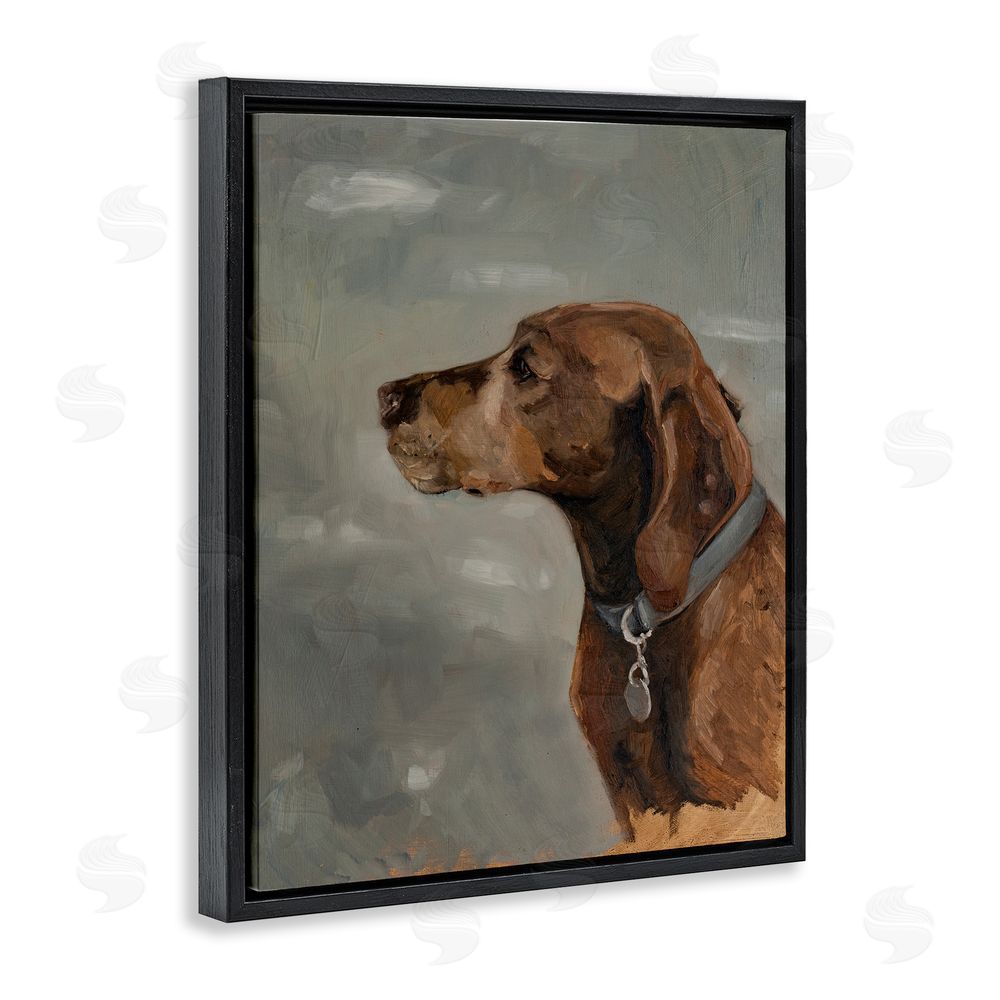 Marian Parsons Brown Hound with Collar Black Floating Frame Canvas Wall Art Print