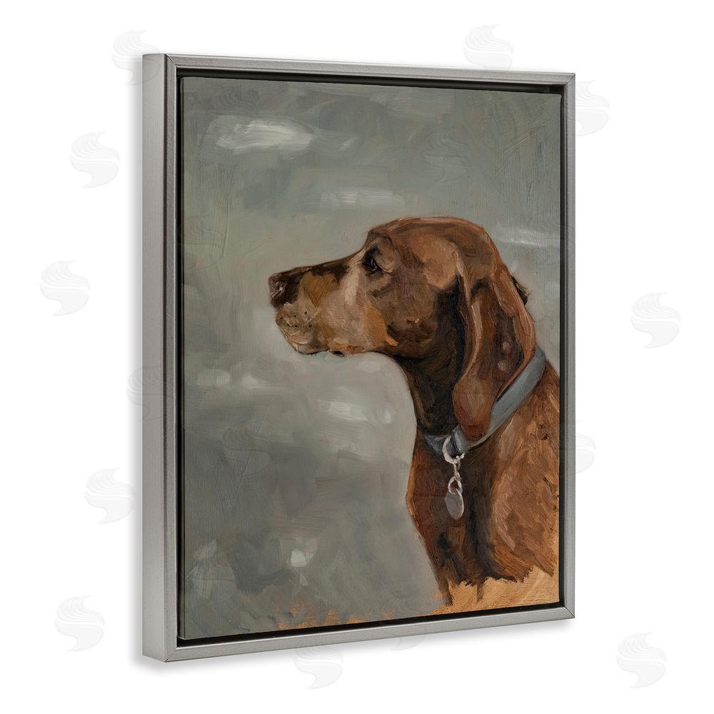 Marian Parsons Brown Hound with Collar Gray Floating Frame Canvas Wall Art Print