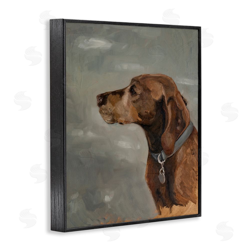 Marian Parsons Brown Hound with Collar Black Framed Giclee Wall Art Print