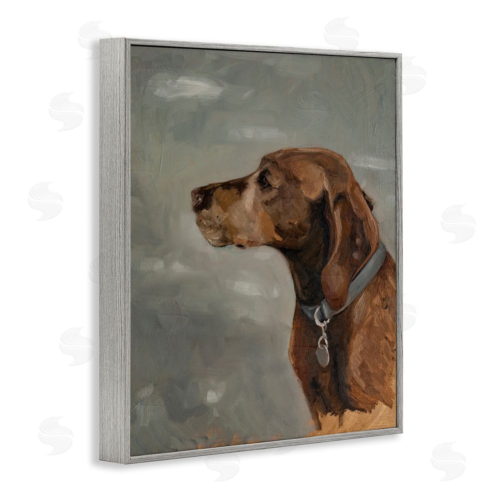 Marian Parsons Brown Hound with Collar Gray Framed Giclee Wall Art Print