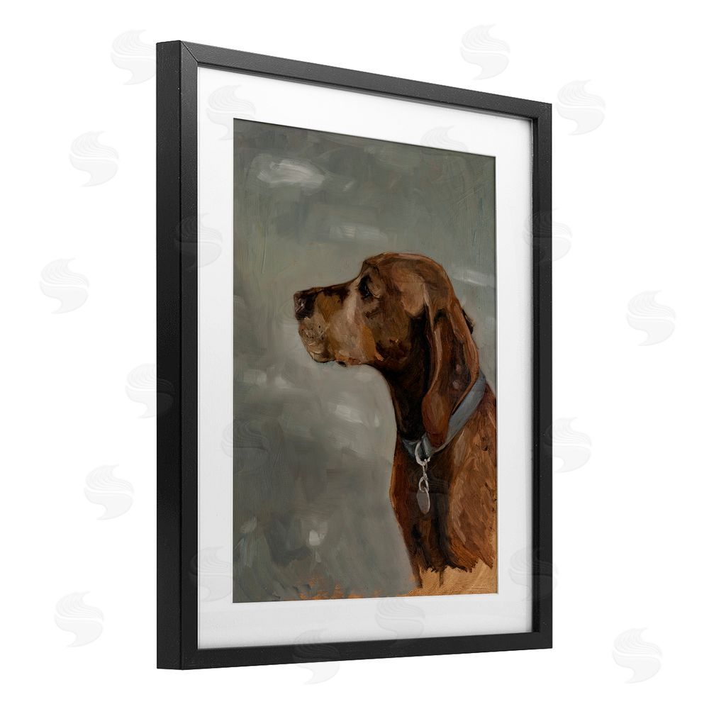 Marian Parsons Brown Hound with Collar Black Framed Print Under Glass Wall Art