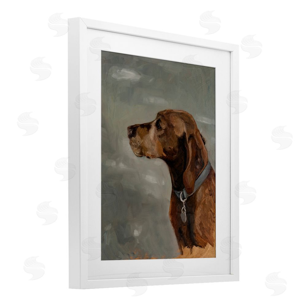 Marian Parsons Brown Hound with Collar White Framed Print Under Glass Wall Art
