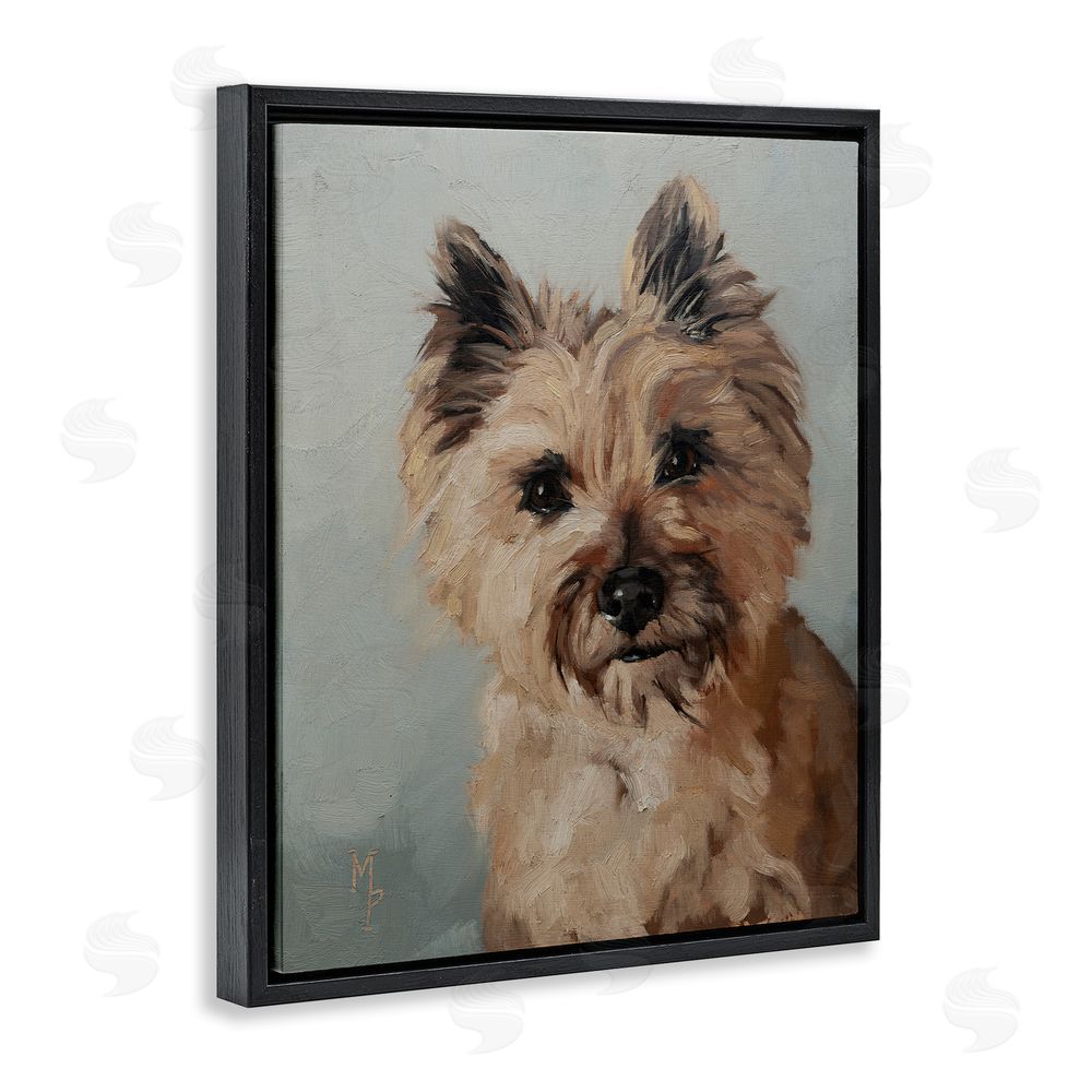 Marian Parsons Cairn Terrier Portrait Black Floating Frame Canvas Wall Art Print