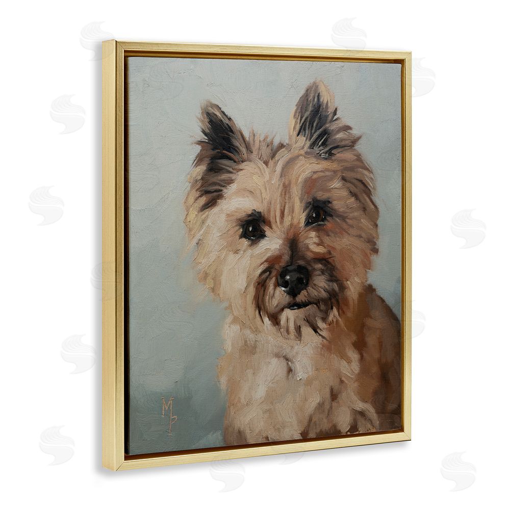 Marian Parsons Cairn Terrier Portrait Gold Floating Frame Canvas Wall Art Print