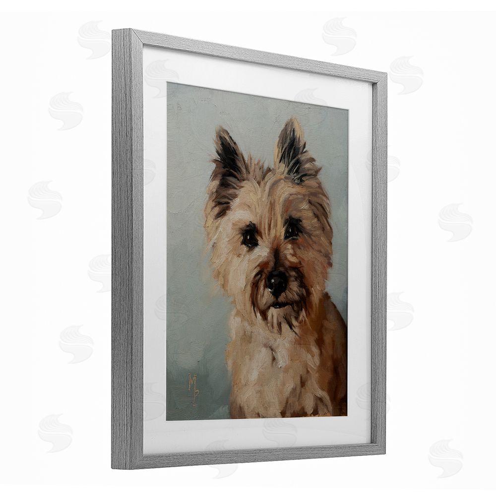 Marian Parsons Cairn Terrier Portrait Gray Framed Print Under Glass Wall Art