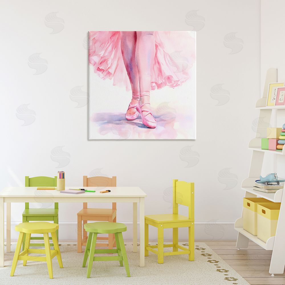 Andrea Haase Ballerina with Pink Pointe Shoes Stretched Canvas Wall Art in Room