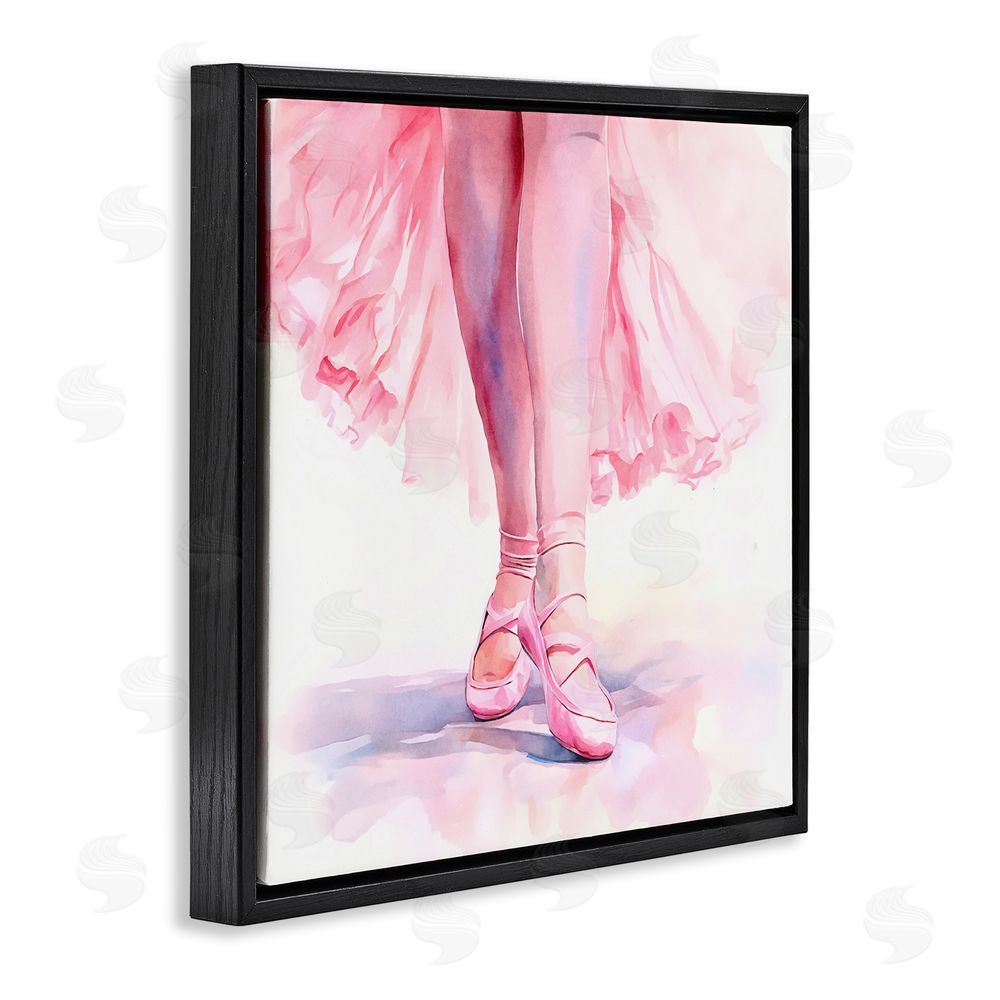 Andrea Haase Ballerina with Pink Pointe Shoes Black Floating Frame Canvas Wall Art Print