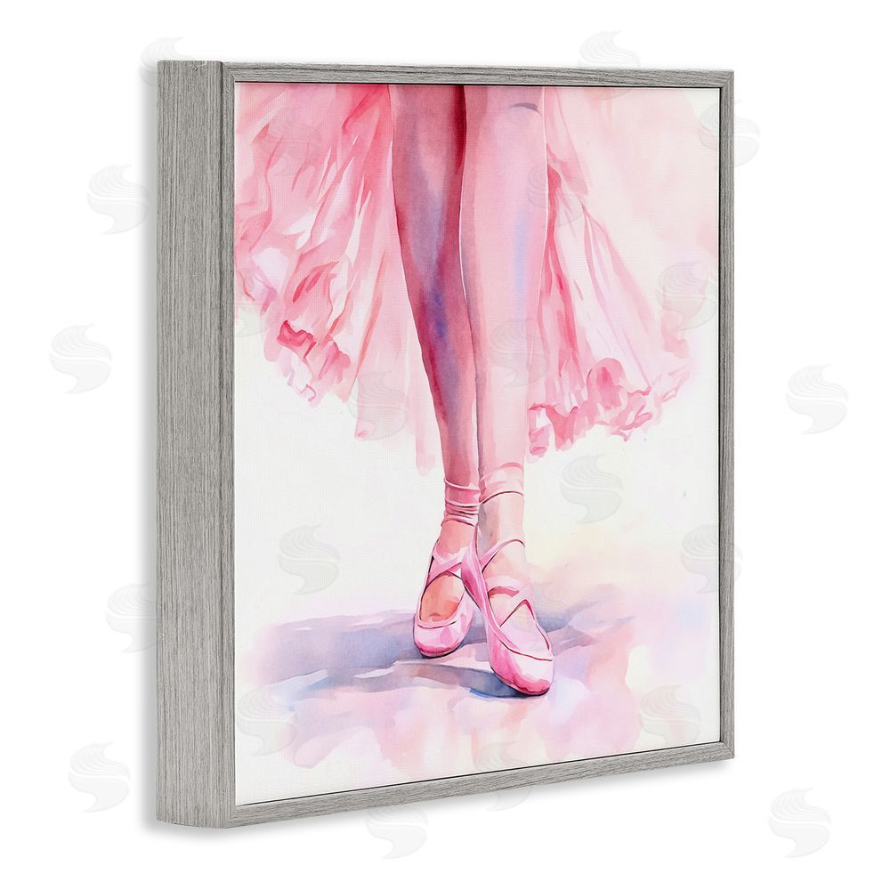 Andrea Haase Ballerina with Pink Pointe Shoes Gray Framed Giclee Wall Art Print