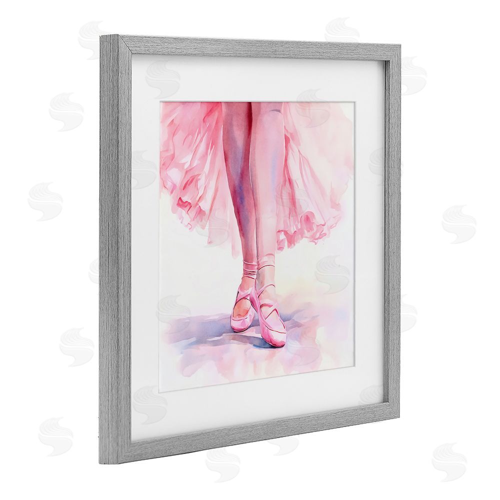 Andrea Haase Ballerina with Pink Pointe Shoes Gray Framed Print Under Glass Wall Art