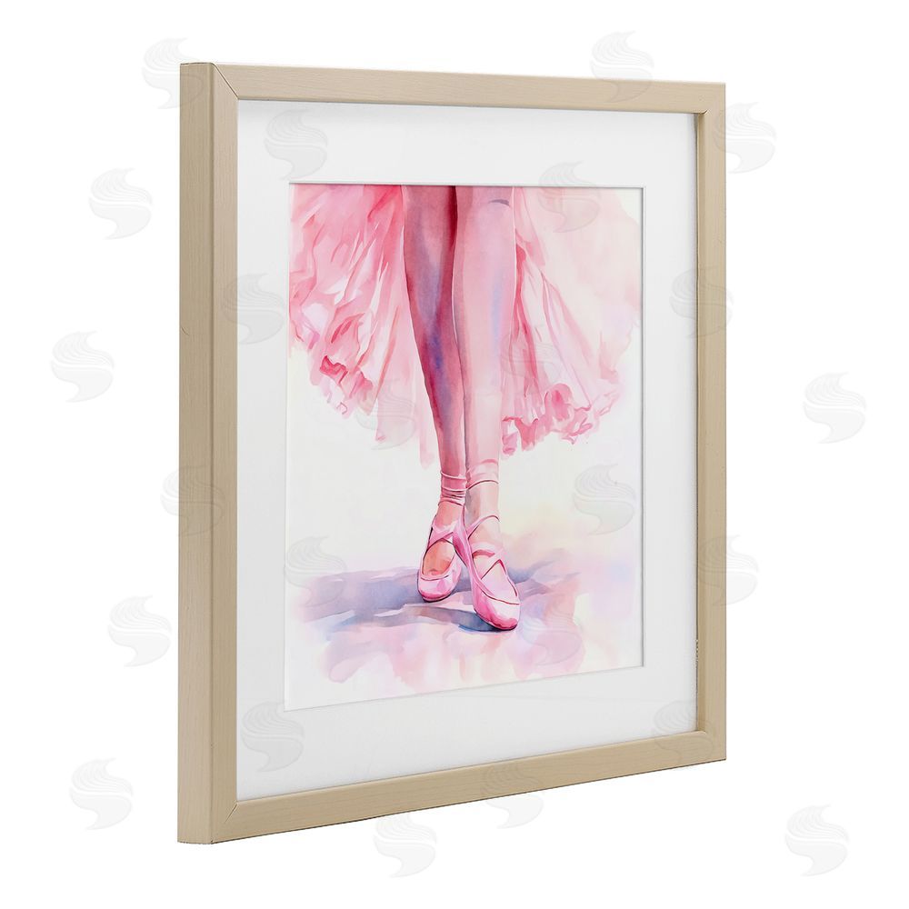 Andrea Haase Ballerina with Pink Pointe Shoes Brown Framed Print Under Glass Wall Art